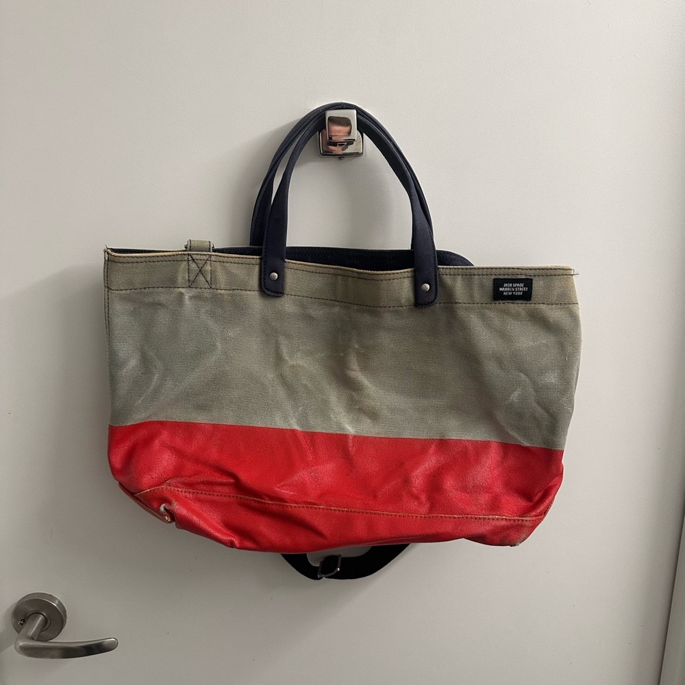 Jack Spade unisex tote dip-dyed, with shoulder strap, it is well worn-in.